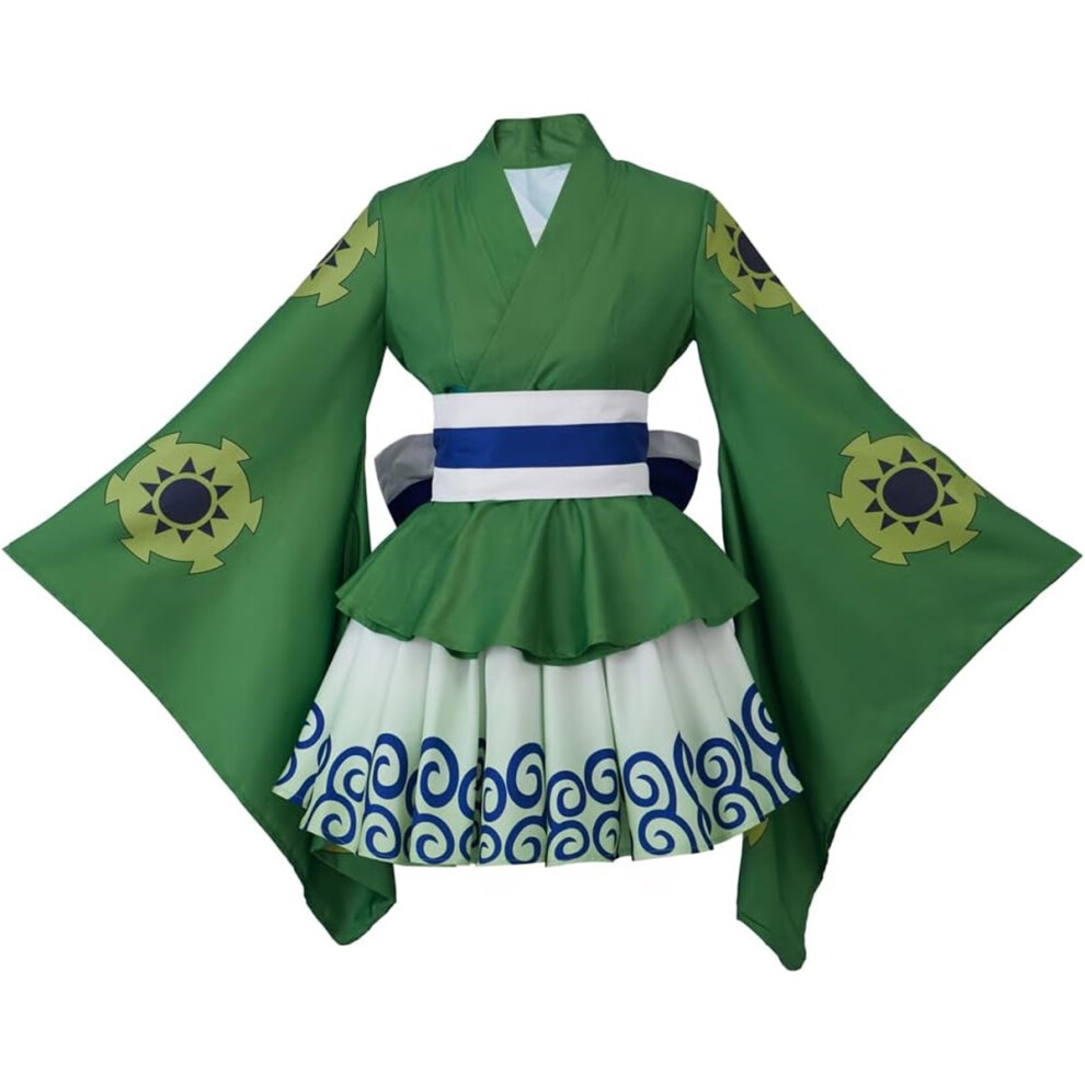 (XL, Green) Anime Roronoa Cosplay Costume Roronoa Kimono Dress Female Girls Lolita Outfits Halloween Suit with Belt-image-OPC-PHQBPKX-NEW