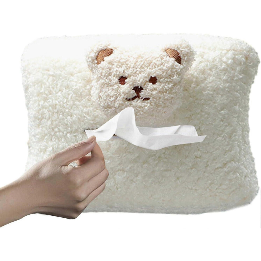 (As show, One size) Car Plush Tissue Box Holder - Lambswool Car Tissue Holder Cartoon Paper Holder for Car Home Bathroom