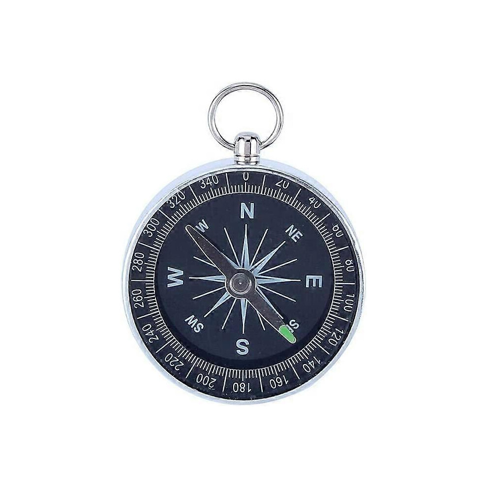 (As Show, One Size) Compass Metal Pocket Compass Portable Accurate Waterproof Compass For Outdoor Camping Hiking Silver