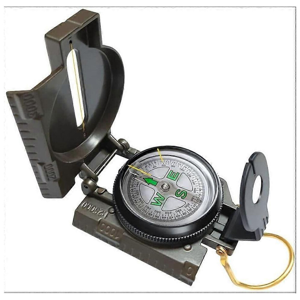(As show, One size) Military compass with range finder, hiking compass, ultra-light and high precision compass with bag for hunting and camping - olive