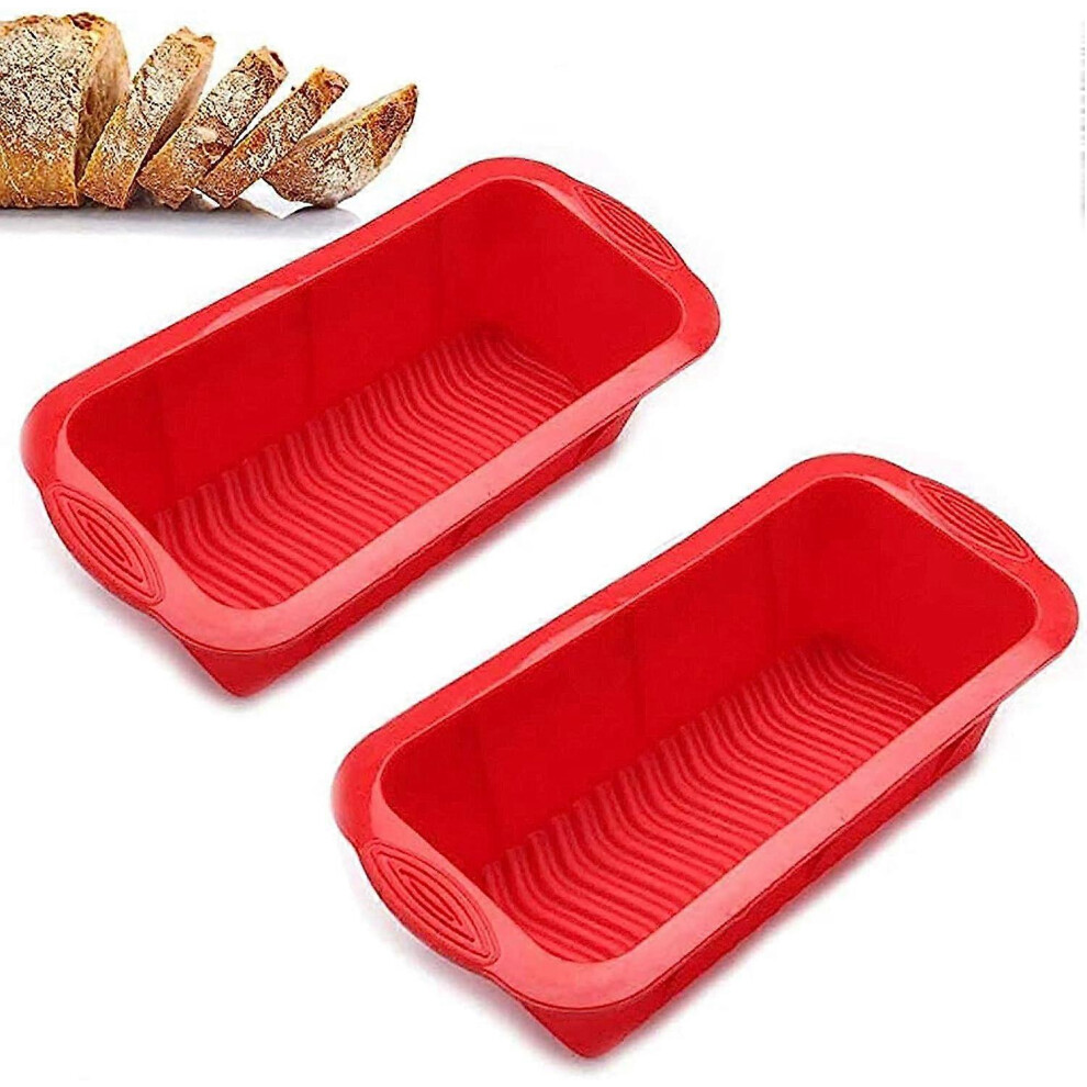 (As show, One size) 2 PCS Rectangular Silicone Bread Mold, Silicone Rectangular Bread Loaf Molds Baking Pastry, Cake Mold Large Size Non-Stick Baking