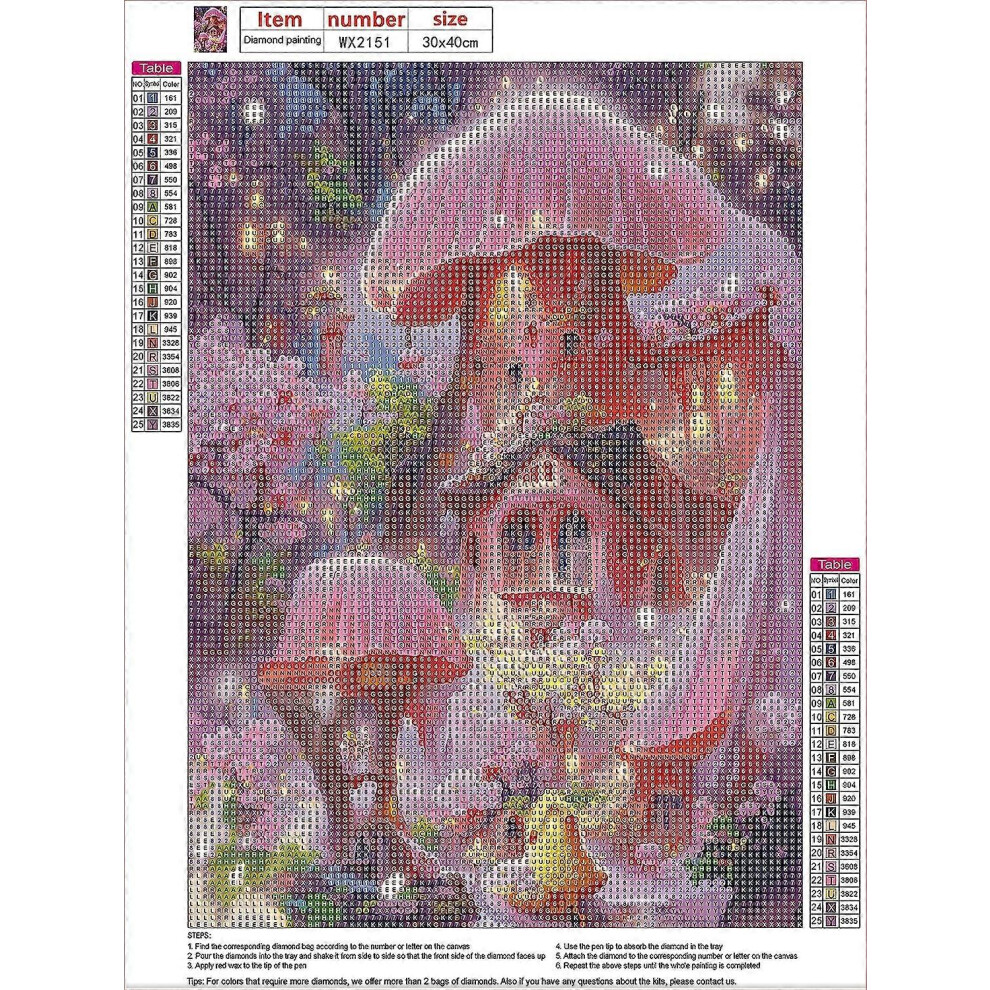 (As show, One size) Adult Diamond Painting, Pink Castle Full 5D Diamond Painting, Mushrooms Diamond Kit Kids, Diamond Rhinestone Cross Stitch Crystal Painting for Wall De