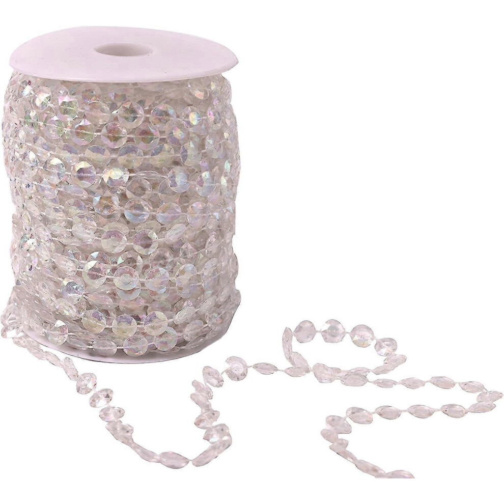 (As show, One size) 30M Wedding Home Crystal Acrylic Garland Diamond Strand Bead Party Curtain Christmas Party Decor DIY