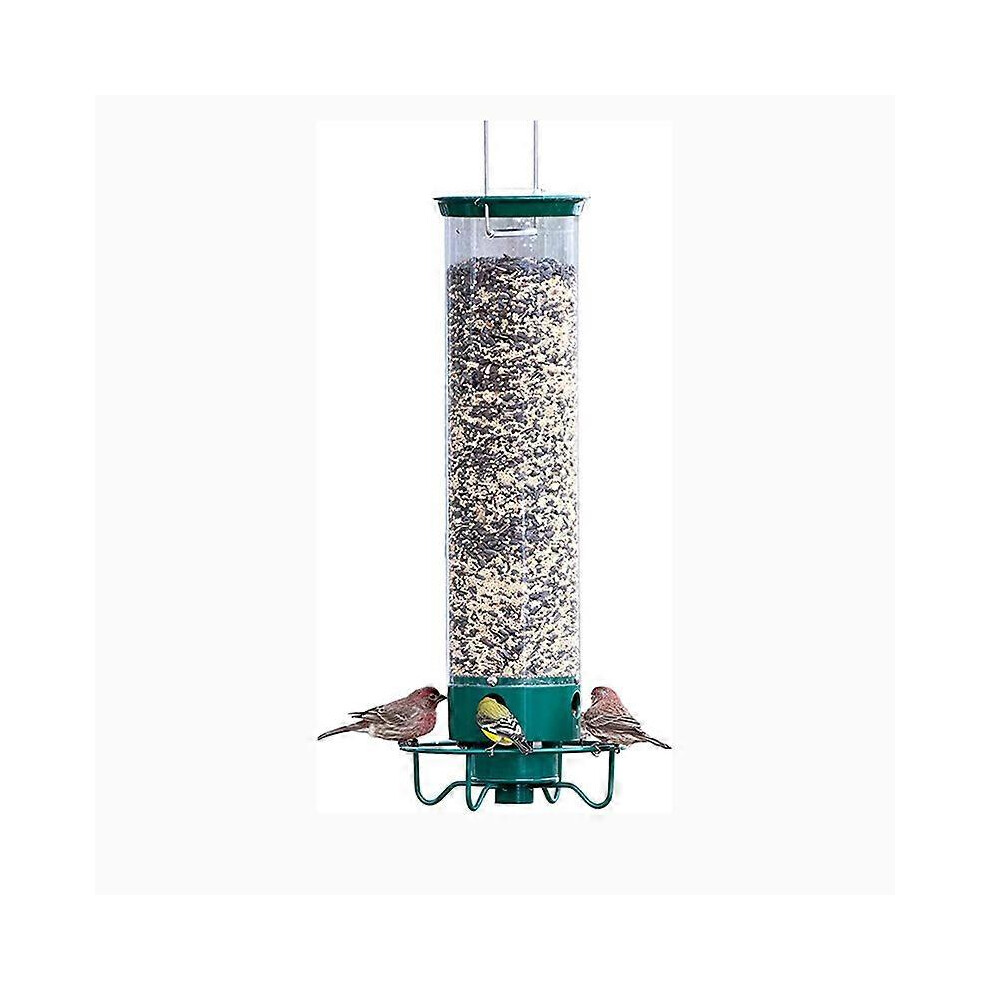 (As show, One size) FRIEND Grain Bird Feeder 20cm Green with Approach Points I Outdoor Bird Feeder Station, Pillar Silo Feeder for Grain Wild Birds
