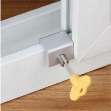(As show, One size) Single Hole One-Piece Security Sliding Sash Window Latch Stopper with Safety Lock for Home Aluminum Alloy Window Door Frame - 30*24.5mm