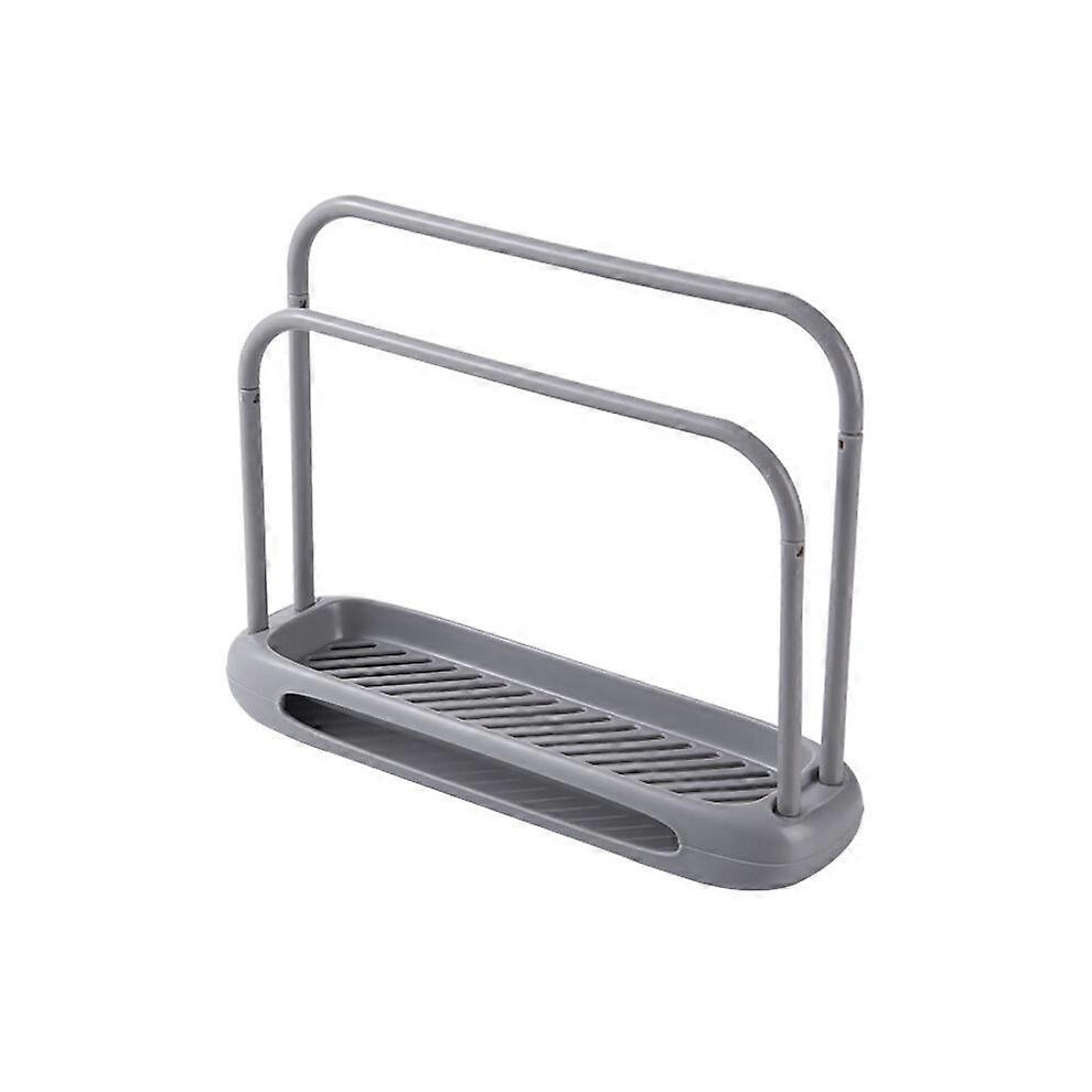 (As show, One size) Gray Kitchen Tea Towels Storage Organizer Holder Brush Sponge Organizer Sink Towel Rack Organizer Countertop Use For Countertop Accessory Kitchen Bath