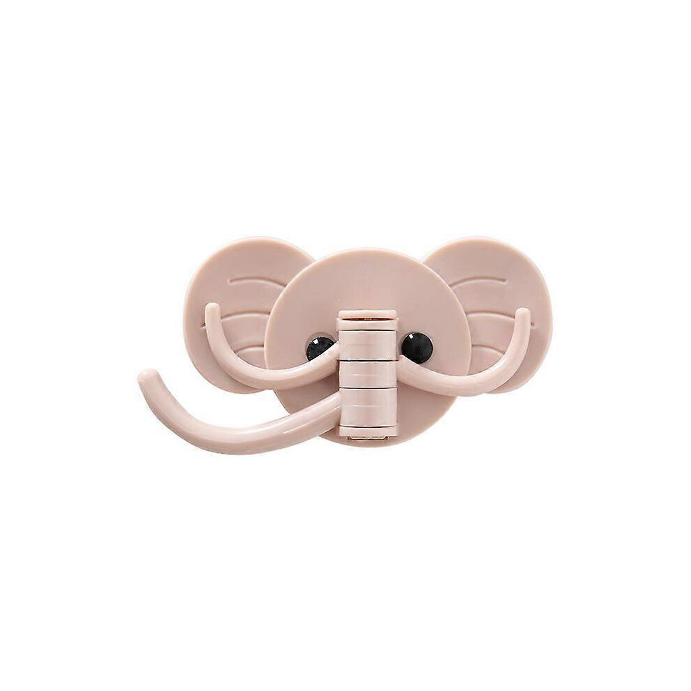 (As show, One size) Pink 3 Pieces Elephant Hook Bathroom Strong Adhesive Sticker