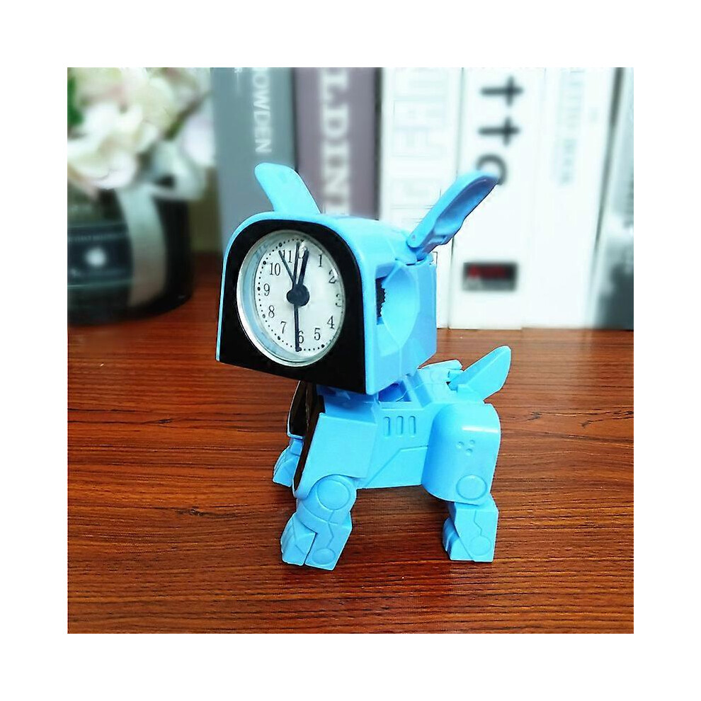 (As show, One size) Cute Boy Kids Alarm Clock Cartoon Robot Toy Dog Desk Clock Funny ReversibleRandom Color