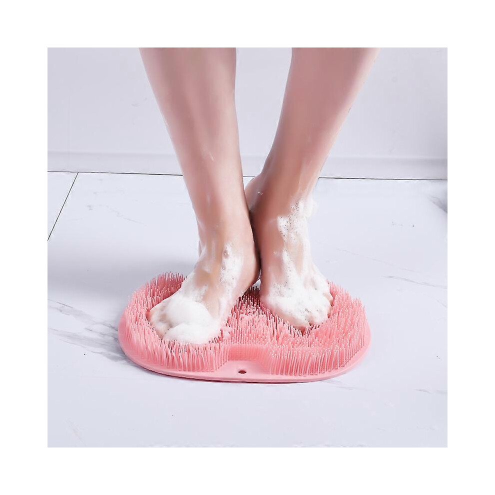 (As Show, One Size) Shower Foot Scrubber 2 Pack, Shower Foot Massager Brush With Non-Slip Soft Bristles For Perfectly Clean Feet Care, Improve Bl Pink