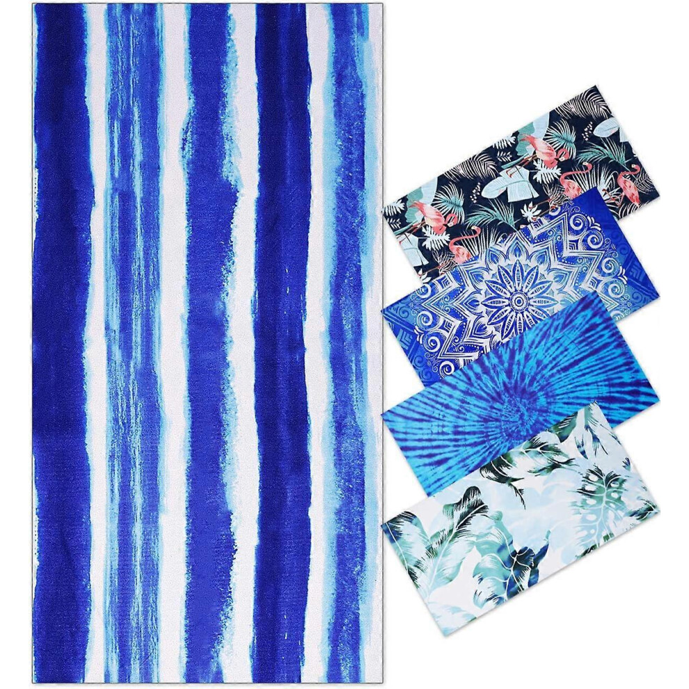 (As show, One size) 75*150CM beach towel, blue stripes-image-OPC-PHQBRSK-NEW