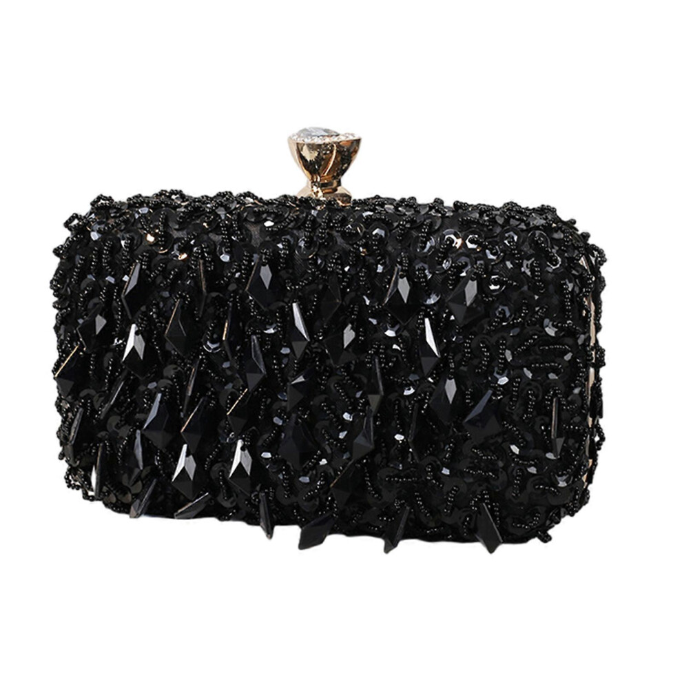 (Blue, One Size) Handmade Beaded Shoulder Crossbody Bag For Women Evening Bag Lady Purse Wedding Clutch Cocktail Prom Handbag Tote Bags Black 7683012642852