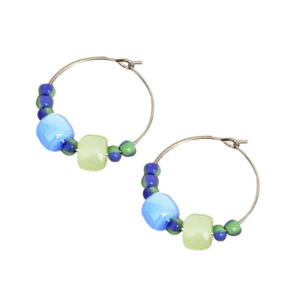 (As Show, One Size) Elegant Ear Rings Stylish Pearls Ear Hoops Handcrafted Beaded Earrings Irregular Hand Winding Ear Ornaments For Lady 7683012690136