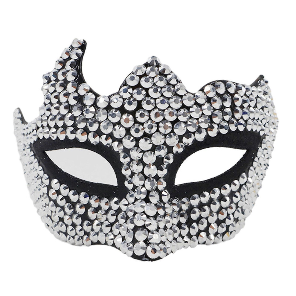 (Diamond Prince White, One Size) Rhinestones Masks Party Cosplays Costume Photo Prop Mardi Gras Masks With Straps Diamond Masquerade Masks For Women L 7683012638626