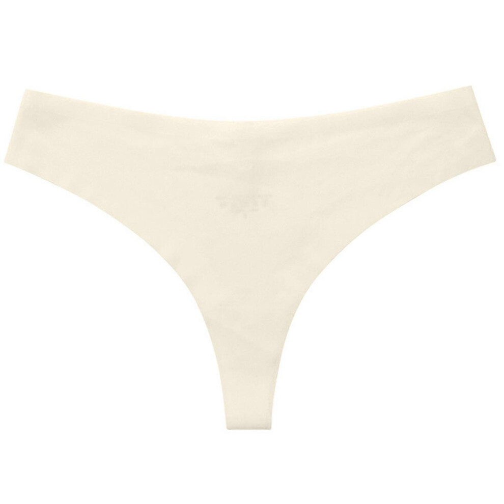 (M, Light Beige) Womens Seamless Briefs Sexy Metal Circle Thongs Breathable Ice Silk Thongs Low Waisted Panties No Show Panties Underwear Naked Apric 7683012678110