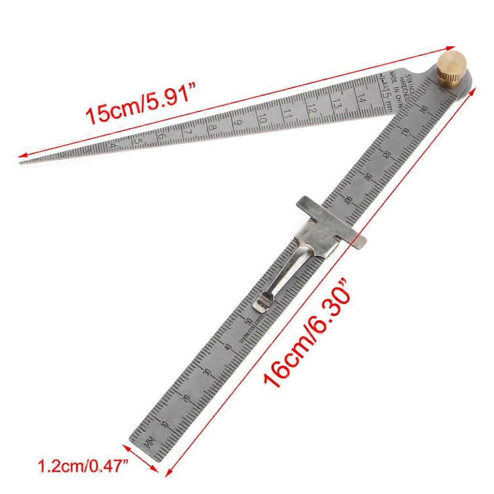 (As Show, One Size) Welding Taper Feeler Bore Gauge Gage Stainless Steel Depth Ruler Hole Inspection Silver 7683012673030