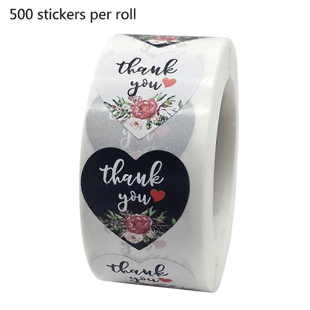 (As Show, One Size) 500Pcs Heart Thank You Stickers Gold Foil Seal Label Scrapbooking Wedding Decor Black 7683012694783
