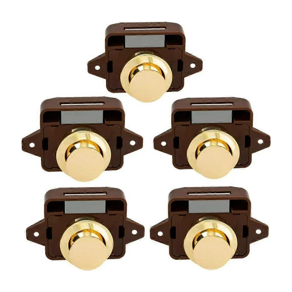 (As show, One size) 5 Pack Keyless Snap Buttons Door Closure RV Motorhome Caravan Cabinet Boat Motor Home Cupboard Gold