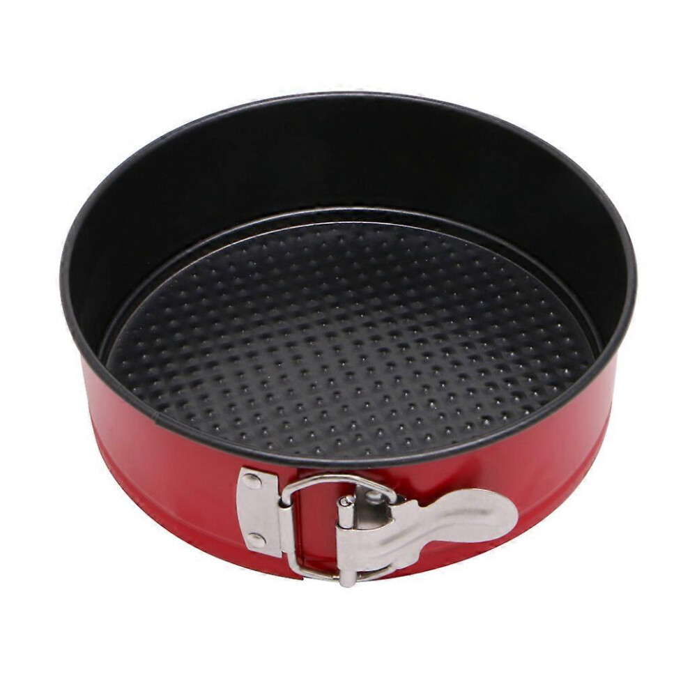 (As Show, One Size) Leak-Proof Non-Stick Round Cakes Cheesecake Pan 7'' With Removable Waffle Bottom Red 7683012692055