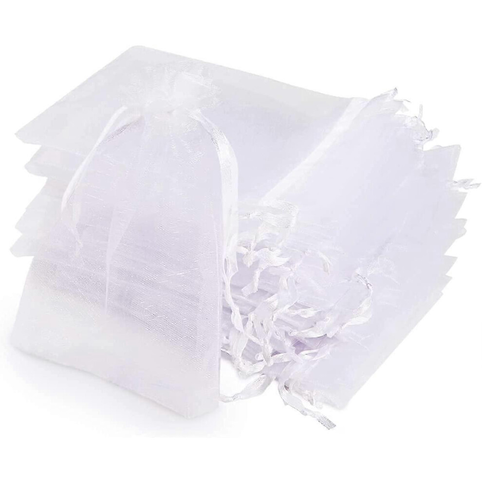(As show, One size) Organza Bags, 120 Transparent Organza Bags,10x15cm White Organza Gift Bags with Ribbon for Christmas Gifts,Organza Bags for Jewelry Gifts Candy Weddin