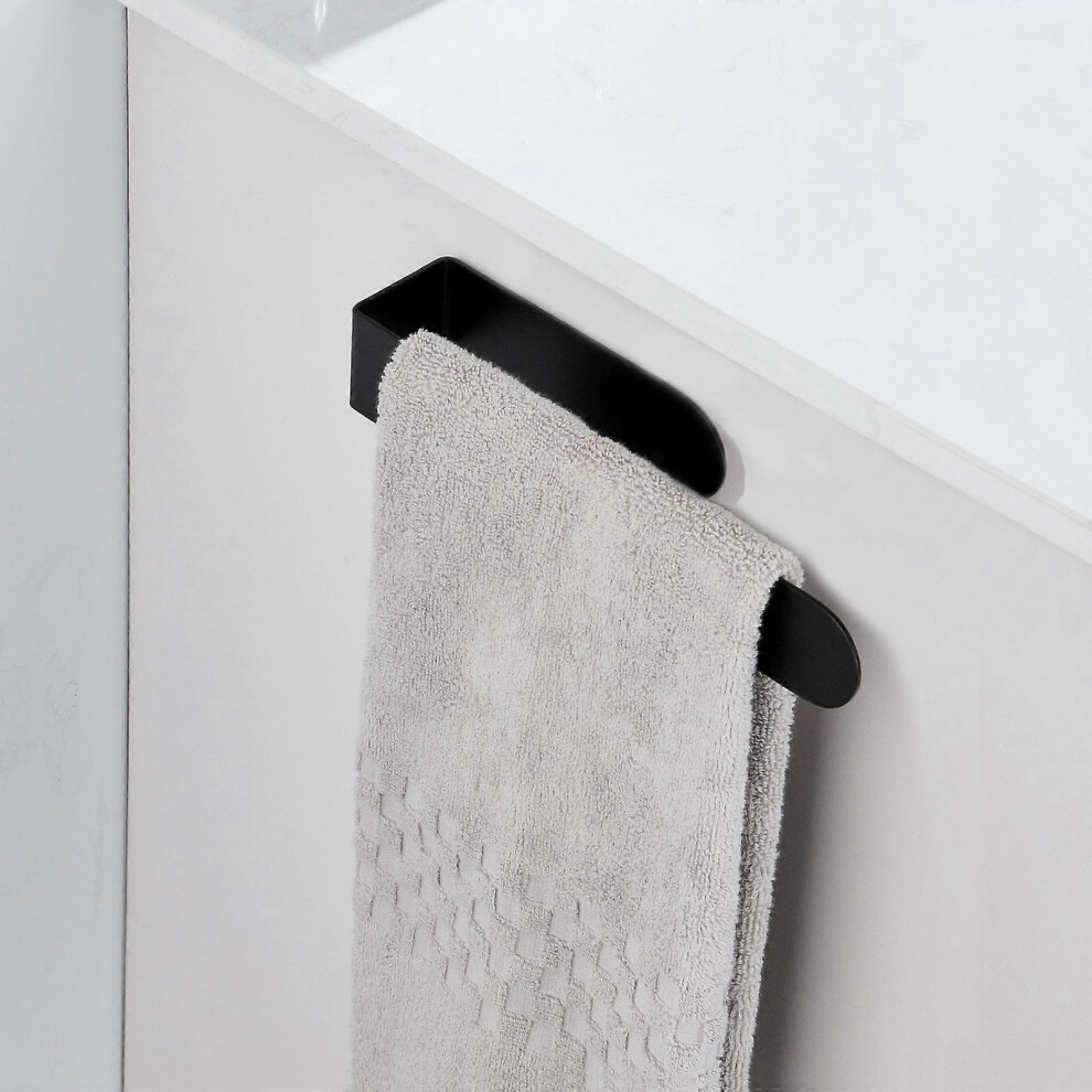 (As Show, One Size) 1 - 21Cm - Self-Adhesive Stainless Steel Towel Holder For Bathroom And Kitchen Black