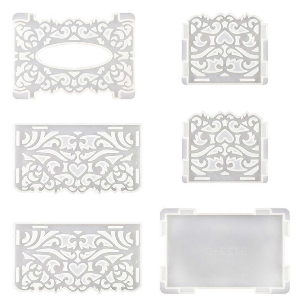 (B, One Size) Hollow Pattern Tissue Box Epoxy Resin Mold Napkin Paper Organizer Silicone Mould Diy Crafts Home Decorations Casting Tools 7683012695322