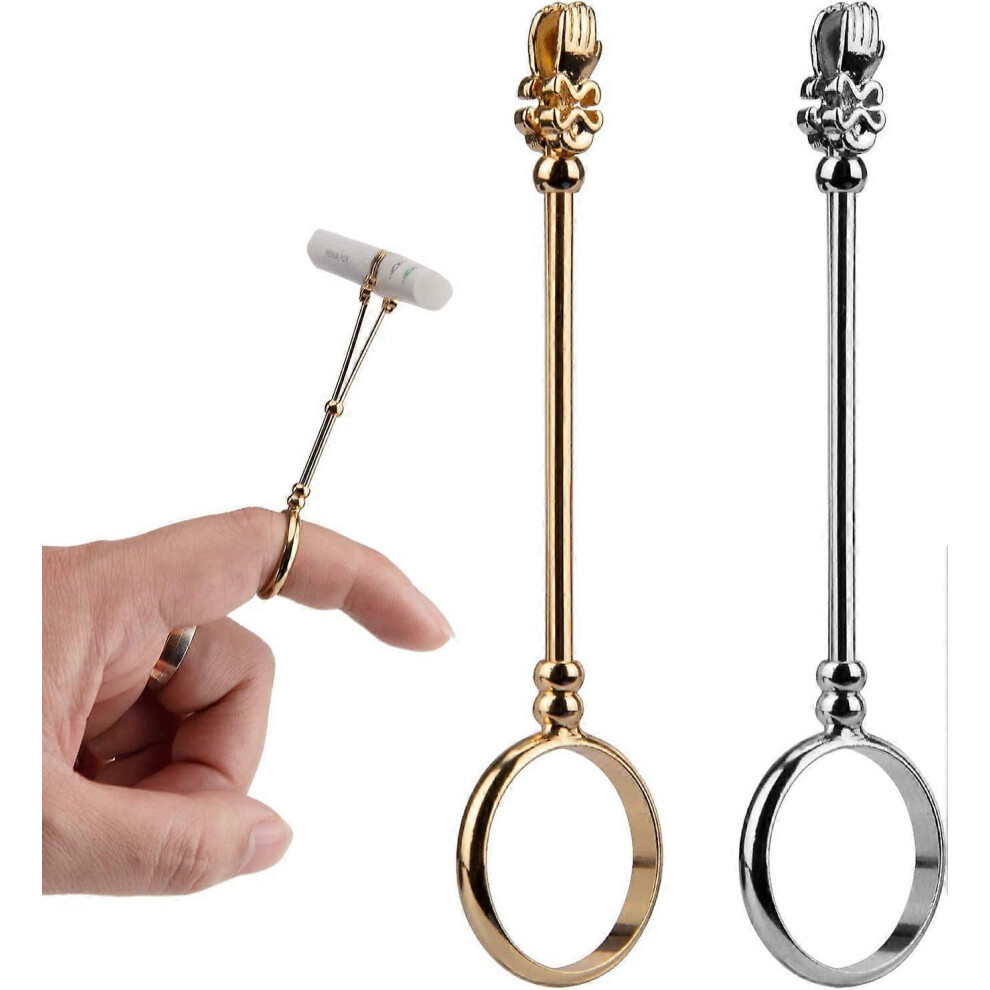 (As show, One size) 2pcs Gold and Silver,S 16mm + M 17mm, 74mm Cigarette Holder Ring Lady Elegant Protect Your Finger Smoker Holder Ring for Men and Women