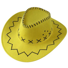 (Adult version, Yellow) Plain Color Cowboy Hat Western Party Large Rolled Brims Hat Outdoor Party Sunproof Cowgirl Hat for Adult Kids Unisex  Yellow Adult version