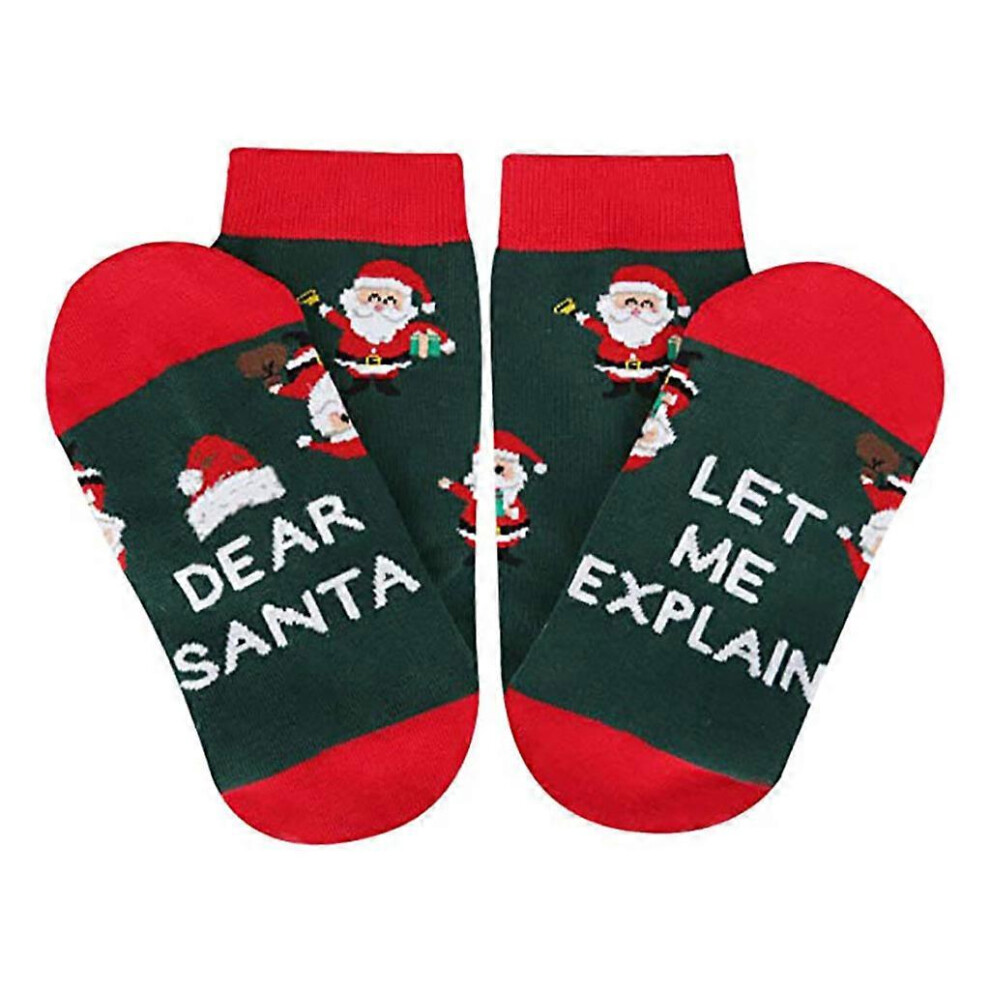 (As Show, One Size) Novelty Funny Saying Crew Socks Dear Santa Hellow Pension Letters Print Christmas Holiday Retirement Stockings Xmas Gift R 7683012692406