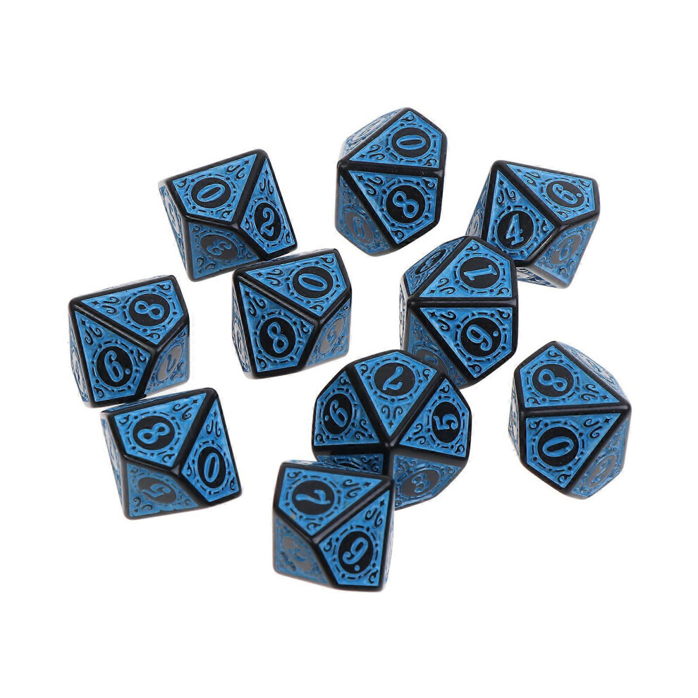 (Green, One Size) 10Pcs 10 Sided Polyhedral Acrylic Table Game Dice D10 Dice For Math Dice Games Acrylic Dices Kit For Party Blue 7683012668661