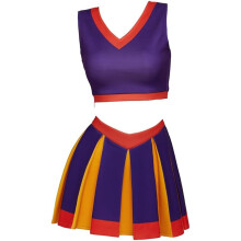 (XL, Purple) Kim Cheerleader Costume Uniform Sportswear Top and Skirt Set High School Cheerleading Outfit