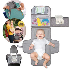 Portable Baby Changing Pad Waterproof Travel Diaper Changing Mat with Wet Tissue Holder for Walking Travelling
