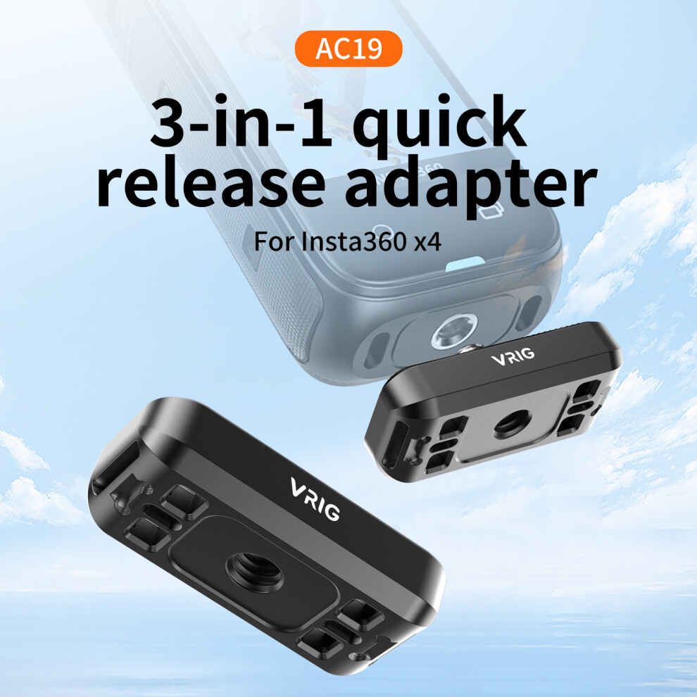 Vrig Ac19 3-In-1 Magnetic Quick Release Adapter Base Camera Tripod Mount Quick Release Mount Replacement For Insta360 X4 9351313695263