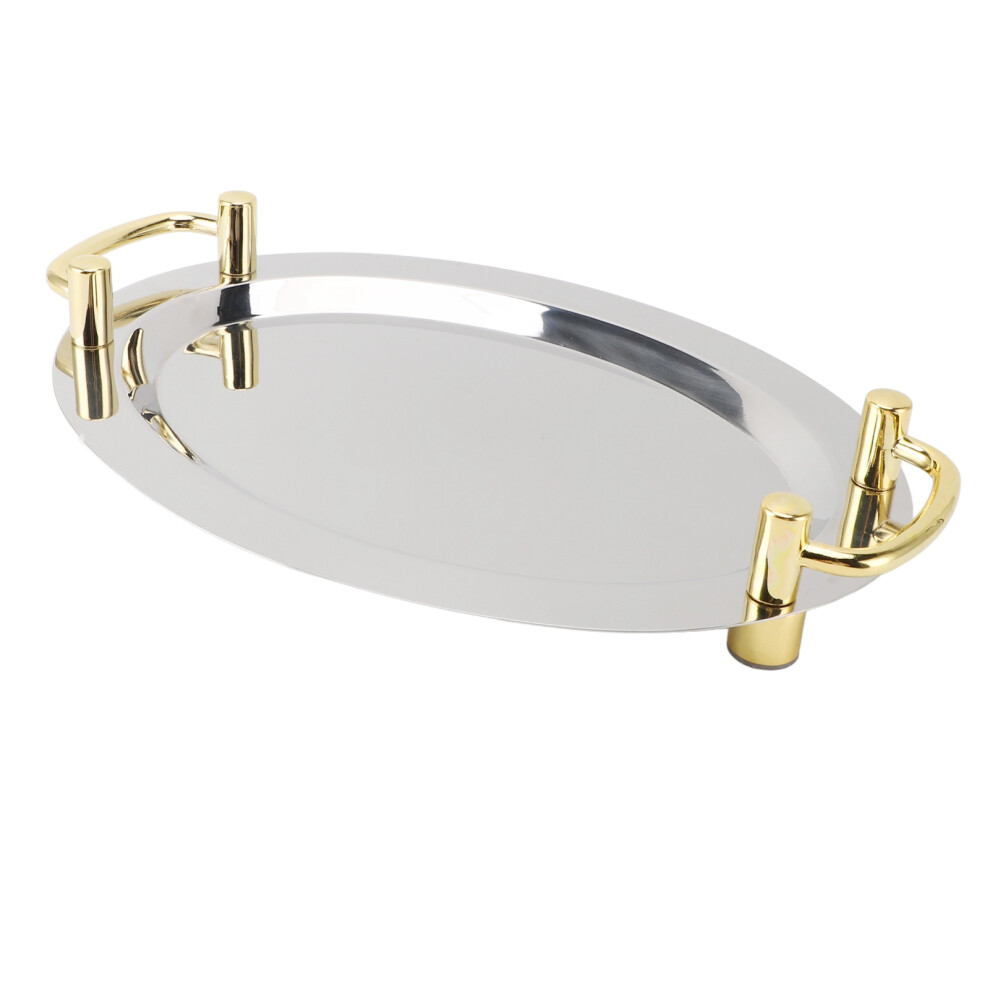 Stainless Steel Platter with Handle Multifunction Portable Metal Serving Tray Dinner Plate for Restaurant Hotel Buffet Rectangle Shape with-image-OPC-PHQBX2C-NEW