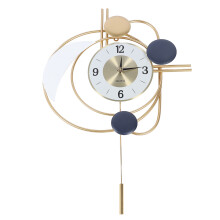 Wall Clock for Living Room Decor with Swinging Gold Pendulum Easy Reading Stainless Steel Alloy Modern Decorative Wall Clock