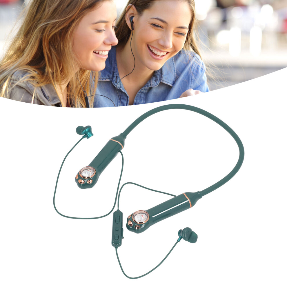 Neckband Earbuds Ipx5 Bluetooth 5.3 Wireless Cat Pattern Rgb Backlight Magnetic Stereo Neckband Earphone With 4Pcs Earbud Tips For Workout Green 7651313703800