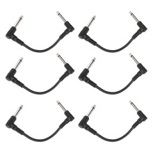 6 Stück Gitarren-Patchkabel, 15 cm, 1/4-Zoll-Winkelstecker, Schwarz
