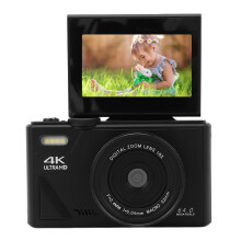 4K Digital Camera 64MP UHD 18X Zoom Autofocus Retro Compact Digital Camera with 3 Inch Flip Screen for Travel Photography