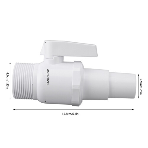 SP0729 2-Wege PVC-Pool-Kugelhahn 15,5  8,6 cm 1