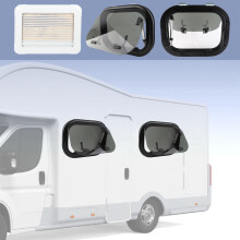 16x12inch RV Push Out Window Tempered Glass UV Protection Opening Window with Mesh Sun Curtain for Caravans Campers Trailers