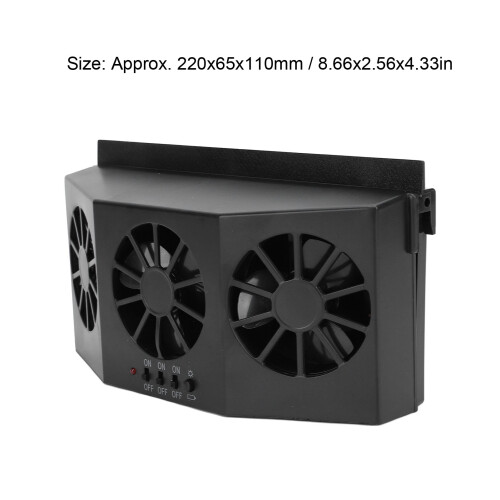 Auto-Abluftventilator Solar 3-Lüfter 2400mAh Schwarz 26,03 oz 1