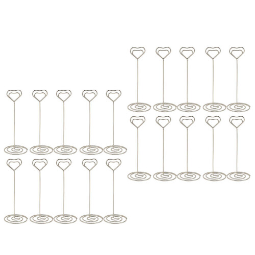 20 Stück Tischnummernhalter 15 cm Herz Silber
