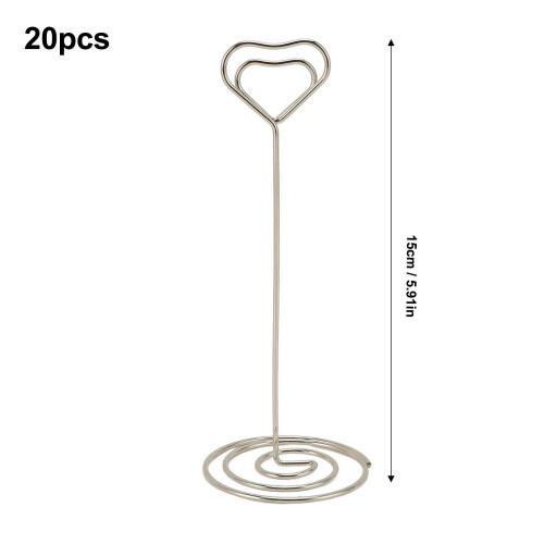20 Stück Tischnummernhalter 15 cm Herz Silber 1