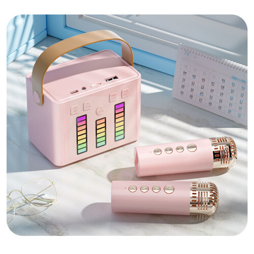 Bluetooth Microphone Speaker LED Light Mini Portable Karaoke Device with Speaker for Party 2