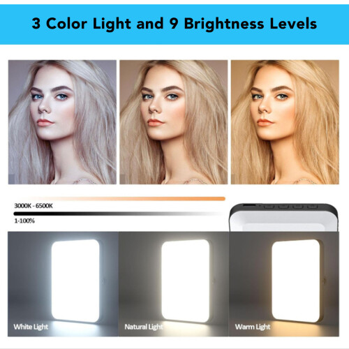 LED-Videoleuchte Clip Mini 2000mAh Schwarz 3000-6500K 2
