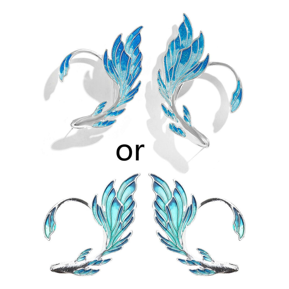 (C Left And Right Ear, One Size) Elven Ear Cuffs For Women Handmade Elf Fairy Earring Cuff Wrap Pierced Gold-Fish Earrings For Halloween Costume Cospl 7683012694424