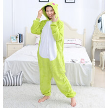(Frog, 6T(Height100-110CM)) Green Frog Onesies Plush Pajamas Winter Flannel Warm Sleepwear Halloween Christmas Cosplay Costume Women Men Kids Family Costume