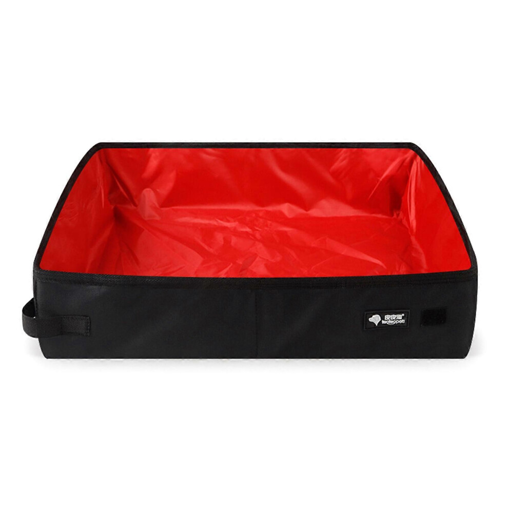 (L, Red) Portable Cats Litter Box Collapsible Lightweight Foldable For Travel With Small Medium Cats Waterproof Lining 2 Sizes Red S 7683012640193