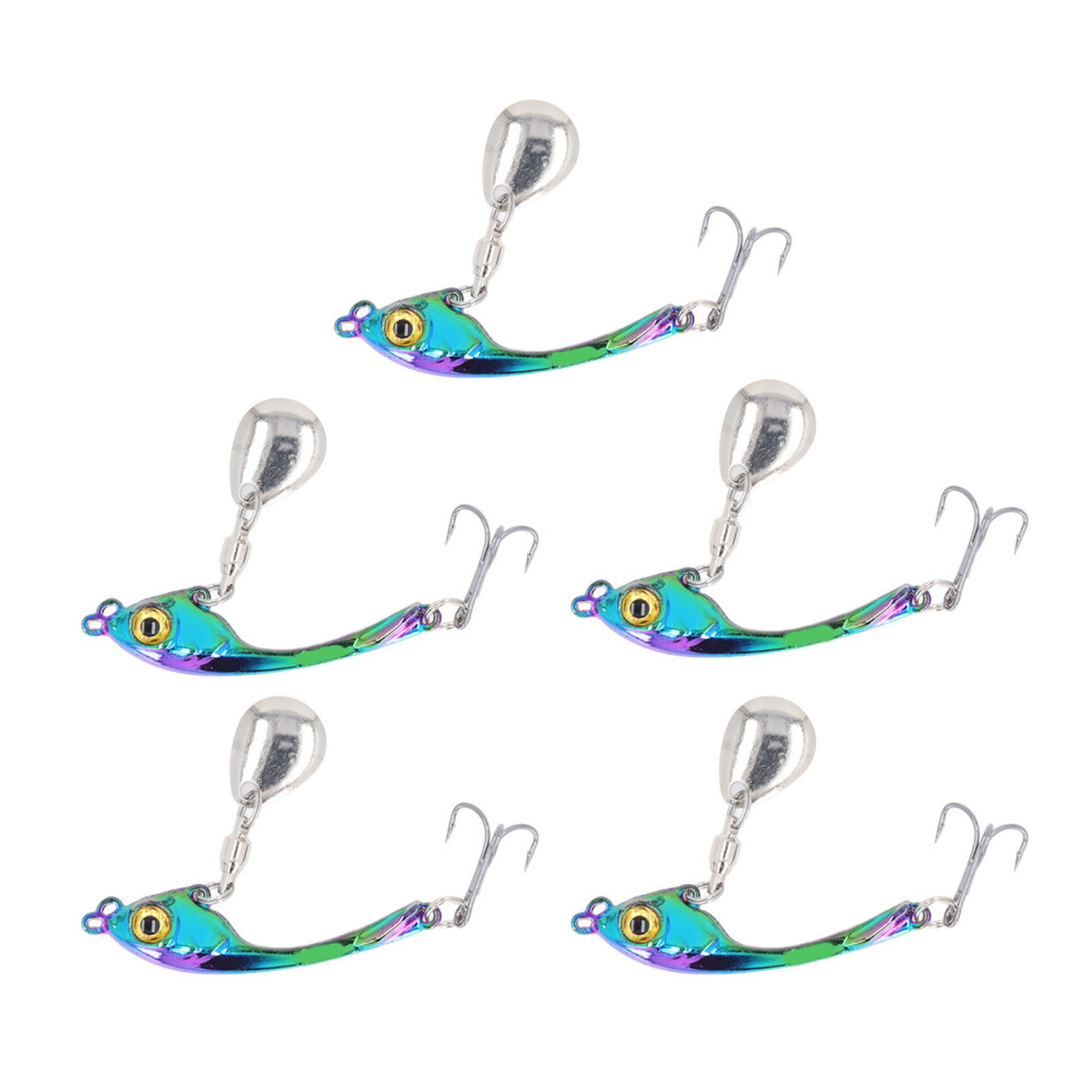 5pcs Fishing Lure Kit Colorful Metal Tail Spinner Blade Bait with Tackle Box for Bass Trout Salmon 7g/0.2oz