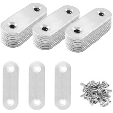 Pack of 20 Flat Connectors Stainless Steel Flat Connector Perforated Plates, 40 Brain 16 mm Flat Corner Bracket Connecting Plate, with Screw