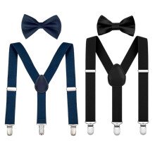 MATSOONY Children's Braces Bow Tie Sets, Y-Shape Adjustable Braces with Bow Tie Set for Boys and Girls, Adjustable for Height 85-135 cm, Bla